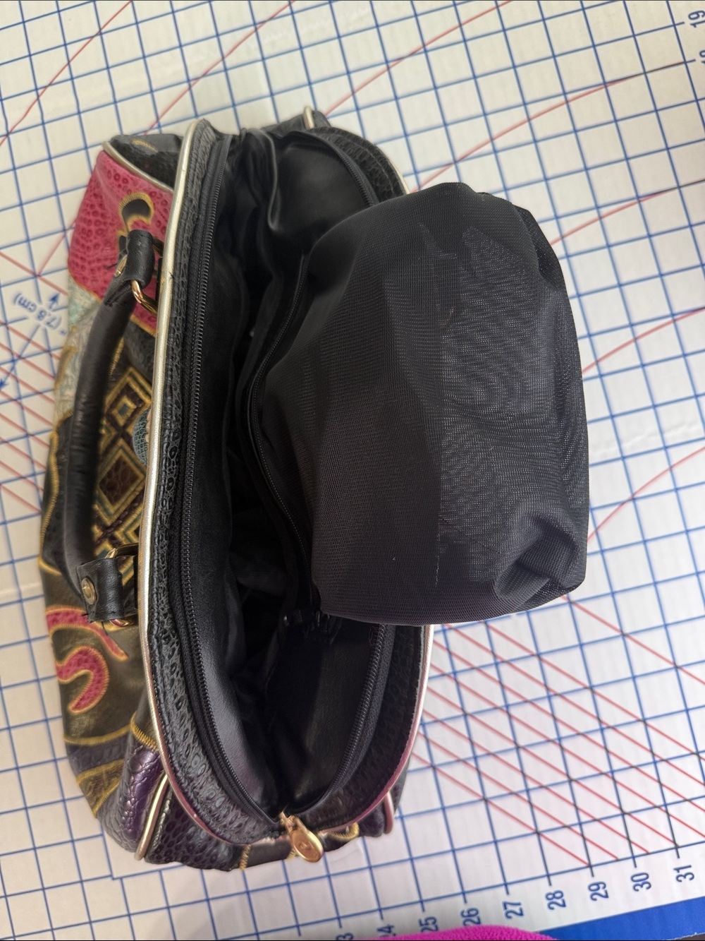 Vintage 90s NAS Bags Patchwork Maximalist Embossed Satchel Purse - Picture 13 of 16